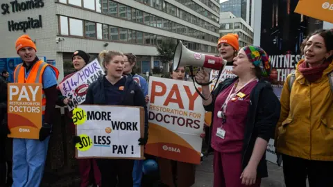 Getty Images Doctors on strike in central London