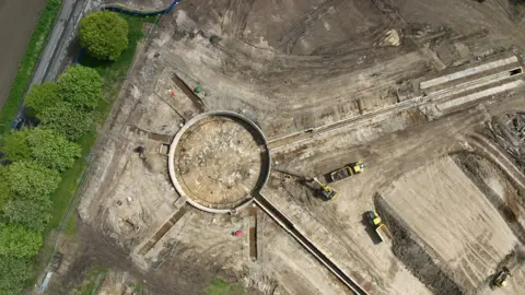 MOLA Bird's eye view of excavated Harwell catapult