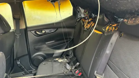 BBC Badly burned inside of car
