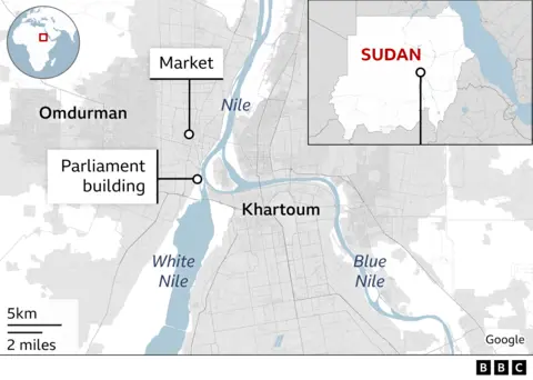 Map of Omdurman and Khartoum
