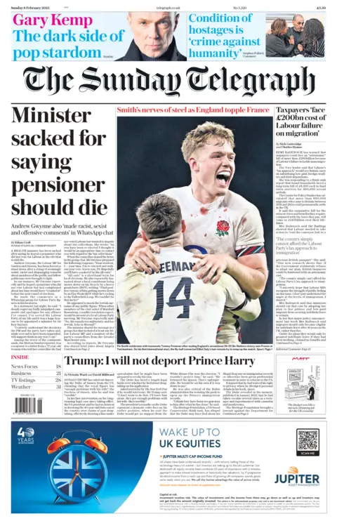 Sunday telegraph newspaper front page