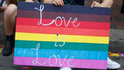 Getty Images A pride flag containing a black and brown stripe