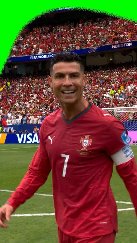 Cristiano Ronaldo smiles at the camera ahead of Portugal's match against Uzbekistan in the 2026 World Cup