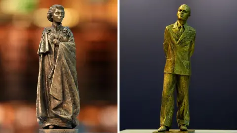 PA Media A composite image of planned statues of Queen Elizabeth II and Prince Philip