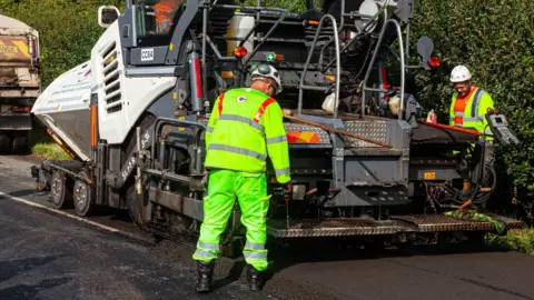 Oxfordshire County Council Roads being resurfaced using cold recycling