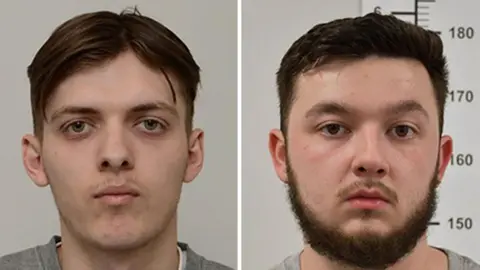 Metropolitan Police Custody shots of Jake Reeves, left, and Dylan Earl