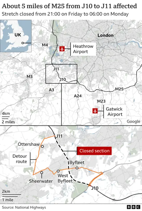 Drivers advised to change travel plans during M25 closure