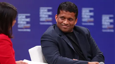 Getty Images Byju Raveendran, co-founder and chief executive officer of Byju's PTE Ltd., during a panel session on day two of the Qatar Economic Forum (QEF) in Doha, Qatar, on Wednesday, May 24, 2023.