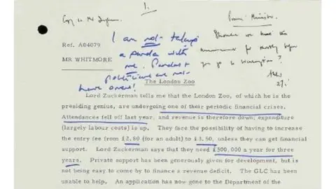 National Archives Margaret Thatcher's note