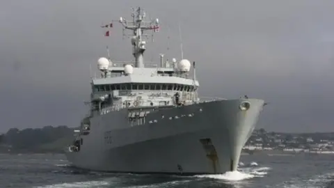 Royal Navy HMS Enterprise leaves Falmouth. Pic: Royal Navy