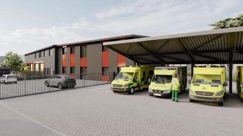 A CGI image of the new ambulance hub