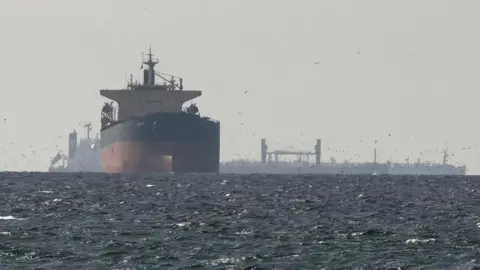 An oil tanker in the Strait of Hormuz