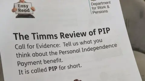 Claire Harvey A paper copy of the Call for Evidence paperwork for people to submit their views of the Pip benefit system.