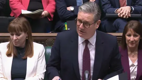 UK Parliament Sir Keir Starmer at the dispatch box during Prime Minsiter's Questions