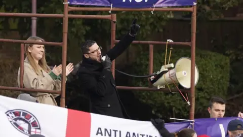 Mark Collett during a protest by nationalist group Patriotic Alternative in Tower Gardens in Skegness
