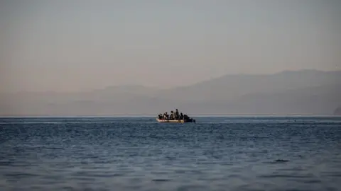 A boat with a group of young people trying to cross the border from Morocco to Spain - 2021