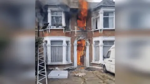 LFB A fire at a terraced house