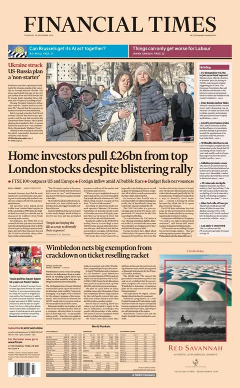 The headline on the front page of the Financial Times reads: “Home investors pull £26bn from top London stocks despite blistering rally”.