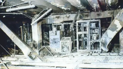 RAF Air Defence Radar Museum Wreckage after the fire