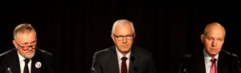 Reuters Czech presidential candidates Mirek Topolanek, Jiri Drahos and Pavel Fischer attend a political debate