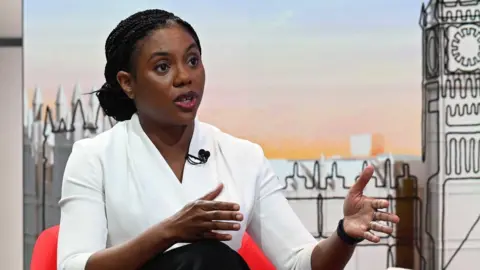 BBC handout photo of Conservative Party leader Kemi Badenoch appearing on the BBC 1 current affairs programme, Sunday With Laura Kuenssberg.
