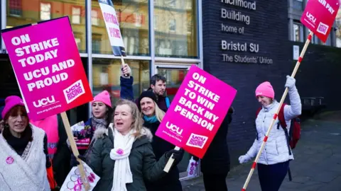 PA Media UCU members on a picket line in Bristol in Feb 2023