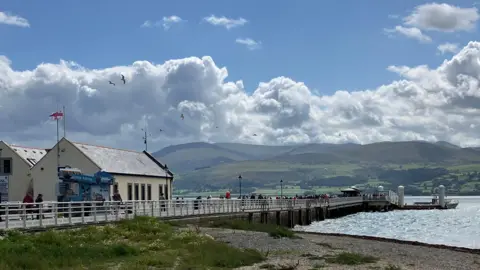 BBC Beaumaris pier with views across the Menai Strait in Anglesey