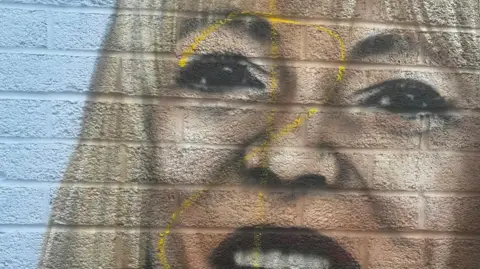 Tee2sugars Painted mural of Pam from Gavin and Stacey defaced