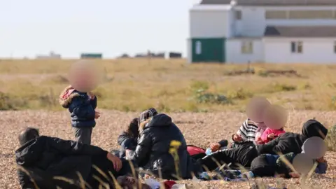 Susan Pilcher Migrants on Dungeness beach