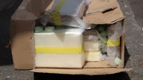 National Crime Agency Drugs in a cardboard box