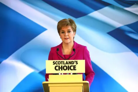 Jane Barlow / PA  Nicola Sturgeon speaking to the press in Edinburgh