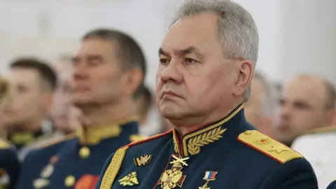 YEGOR ALIEV/SPUTNIK/KREMLIN POOL/EPA-EFE/REX/Shutt Russian Defence Minister Sergei Shoigu in military dress