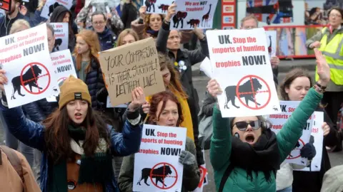 Getty Images Protest against trophy hunting