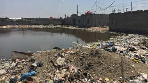 Laith Al-Rubaiy A reservoir of dirty water surrounded by litter