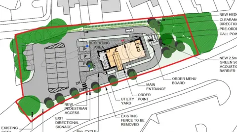 Gloucester BP Developments Ltd A computer-generated map of where the Starbucks will be situated.