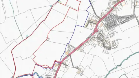 Padero Solar/Tewkesbury Borough Council Map showing the site next to the A38 in Tewkesbury