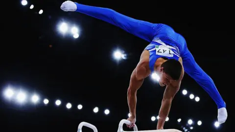 Getty Images Team Scotland jock  Frank Baines competes the pommel equine  contention  astatine  Glasgow 2014.