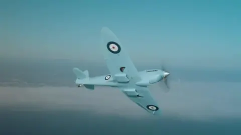 The Spitfire in the air.