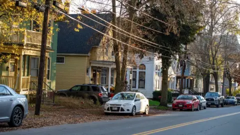 AFP via Getty Images Streets are seen empty due to a lock down in Lewiston, Maine on October 26, 2023, in the aftermath of a mass shootings.