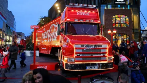 PA Coca-Cola Christmas truck in Liverpool city centre