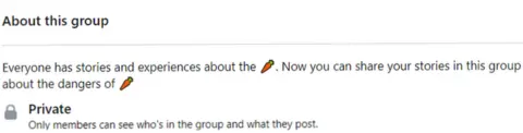 Meta Example of a Facebook group using the carrot emoji