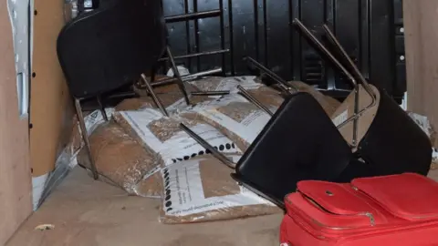 Met Police Bags of gravel in the back of the attackers' van