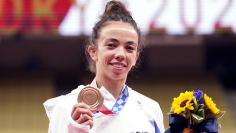 Chelsie Giles with Olympic bronze at the Tokyo Olympics in 2021