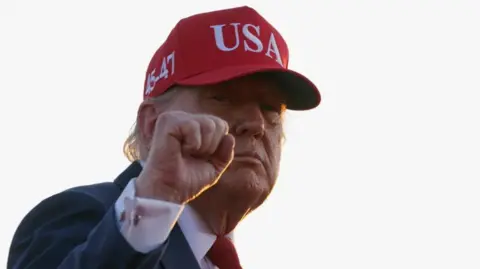 U.S. President Donald Trump gestures to the camera on the day he attends an event hosted by America250 in Des Moines, Iowa, U.S., July 3, 2025. 