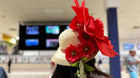 BBC/Brandon Drenon A woman's hat inside the Pimlico clubhouse