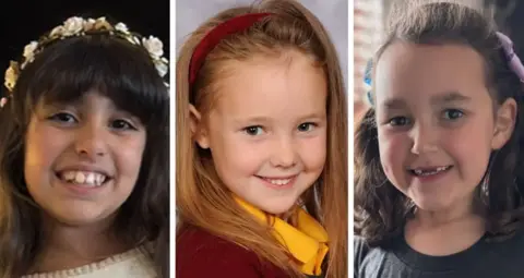 PA/Merseyside Police Smiling portrait photographs of Alice da Silva Aguiar, nine, Bebe King, six, and seven-year-old Elsie Dot Stancombe