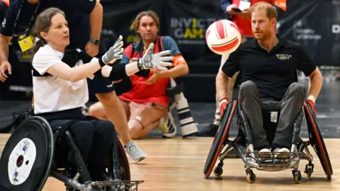 Getty Images Prince Harry playing wheelchair rugby.