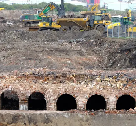 BBC Structures believed to be associated with Middlesbrough's former ironworks uncovered at the TeesAMP site in Middlesbrough