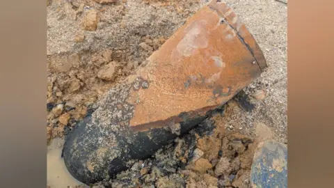 Supplied An unexploded bomb on a beach