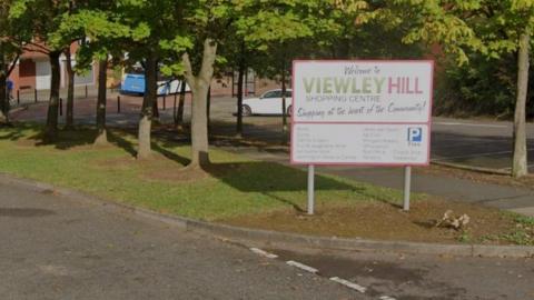 Streetview of entrance to Viewley Hill Shopping Centre in Hemlington